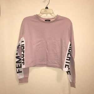 Pink long sleeved crop top